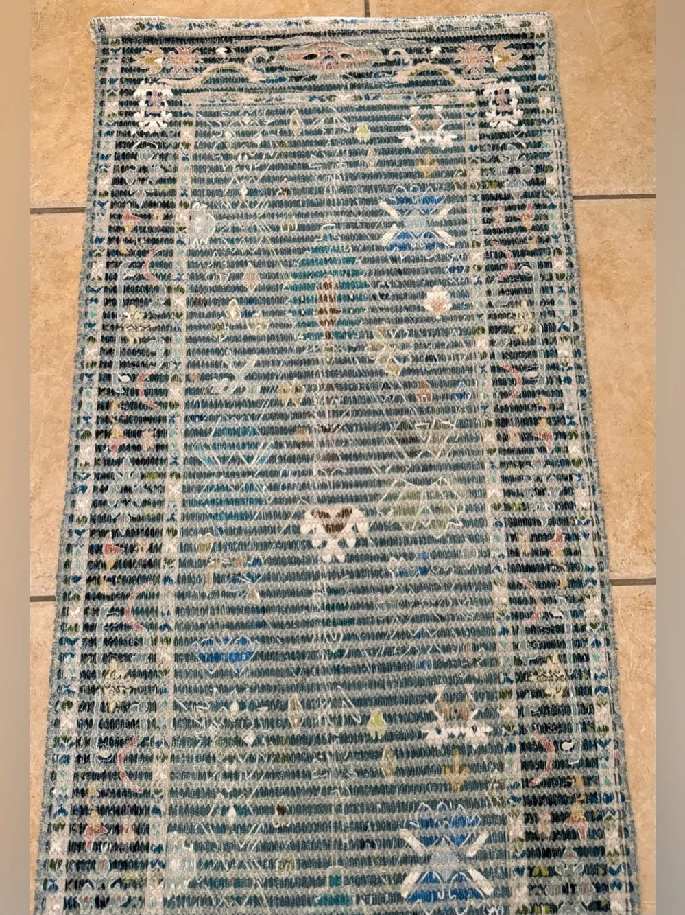 Anthropologie Norse Woven Bath Mat Runner Blue Teal Boho 58 x 21
